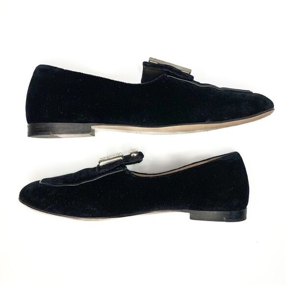 Gucci Softy Velvet Crystal G Flats EU 38 US 8 Black Moccasin GG Embellished - Picture 5 of 10